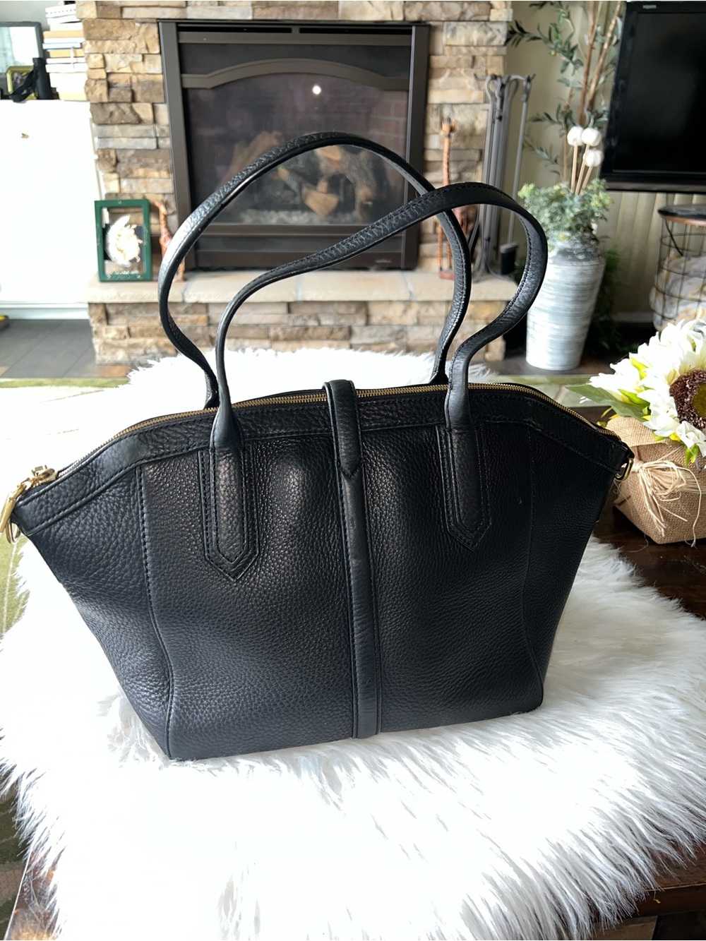 J. Crew Classic Black Leather Tote Bag - Women